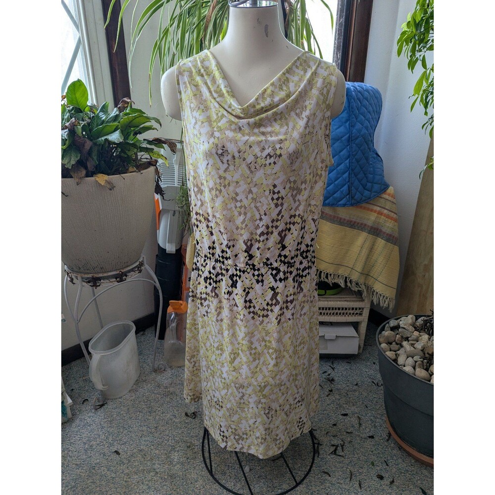 Women's Nue Options Petite sleeveless cowl neck elastic waist knit dress sz PL